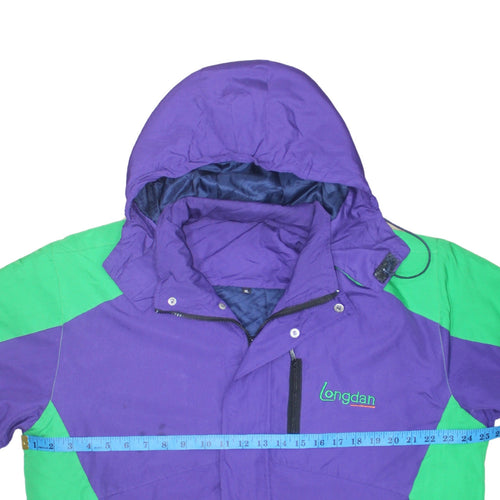 Longdan Men's Purple Green XL Ski Jacket Hooded Waterproof Winter Coat