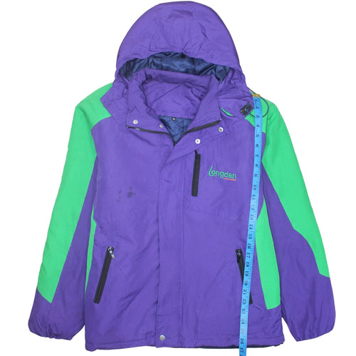 Longdan Men's Purple Green XL Ski Jacket Hooded Waterproof Winter Coat