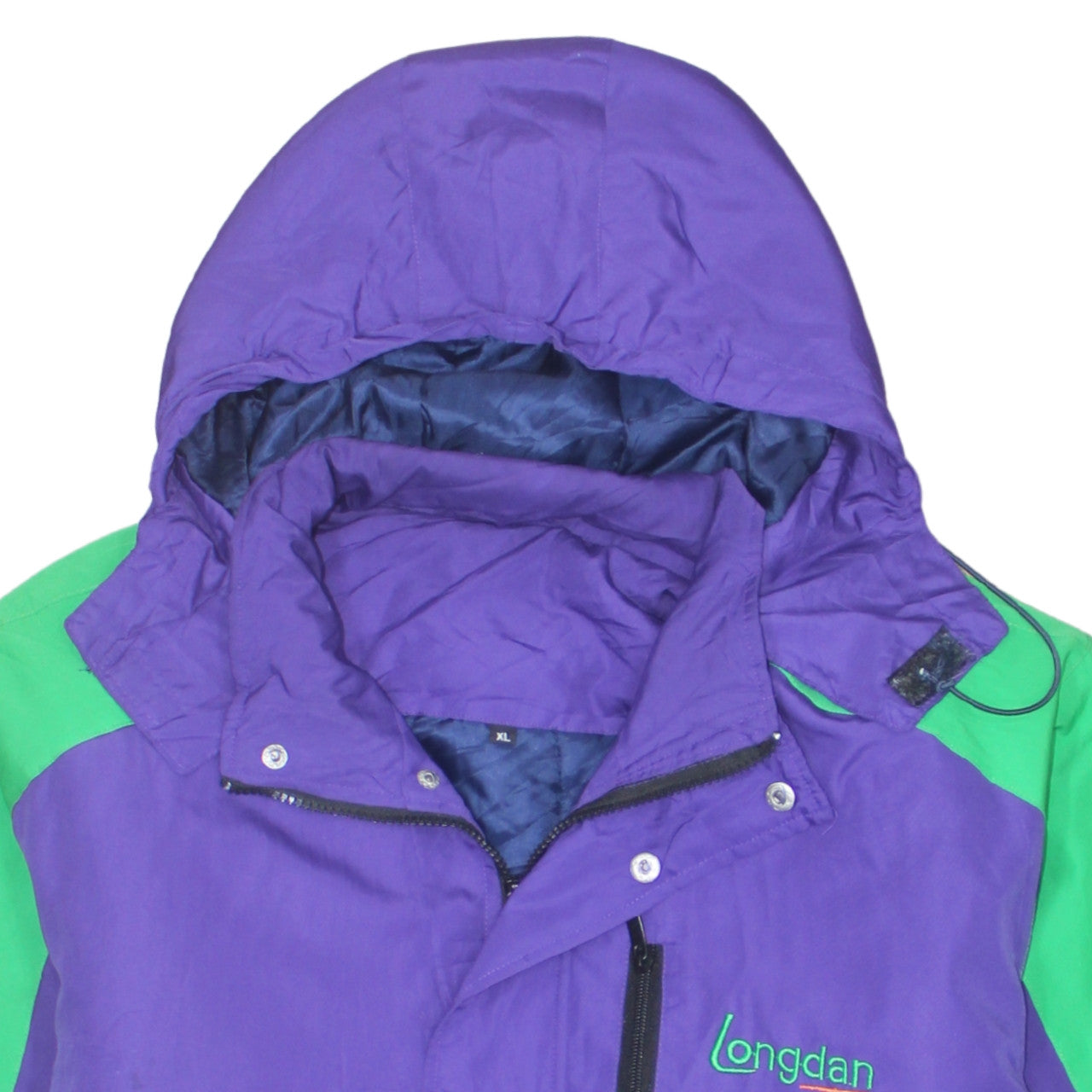 Longdan Men's Purple Green XL Ski Jacket Hooded Waterproof Winter Coat