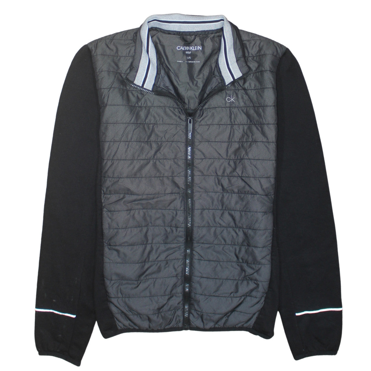 Calvin Klein Men’s Black Golf Bomber Jacket L Full Zip Lightweight