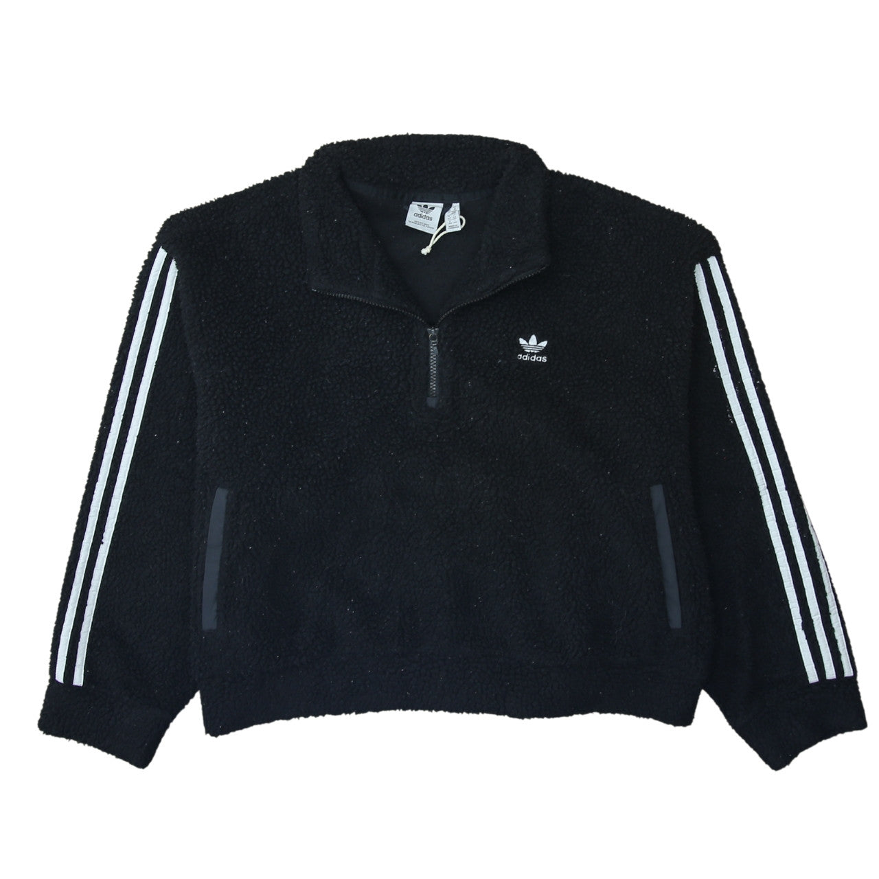 Adidas Womens Black M 1/2 Zip Fleece Sweatshirt Pullover
