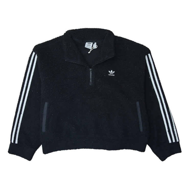 Adidas Womens Black M 1/2 Zip Fleece Sweatshirt Pullover