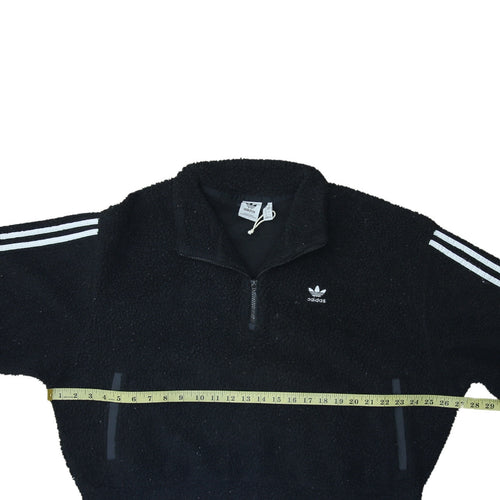 Adidas Womens Black M 1/2 Zip Fleece Sweatshirt Pullover