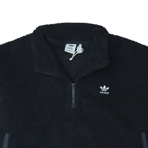 Adidas Womens Black M 1/2 Zip Fleece Sweatshirt Pullover