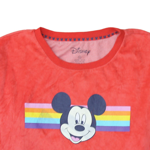 Disney Women Red Velour Mickey Mouse Long Sleeve Nightshirt XL