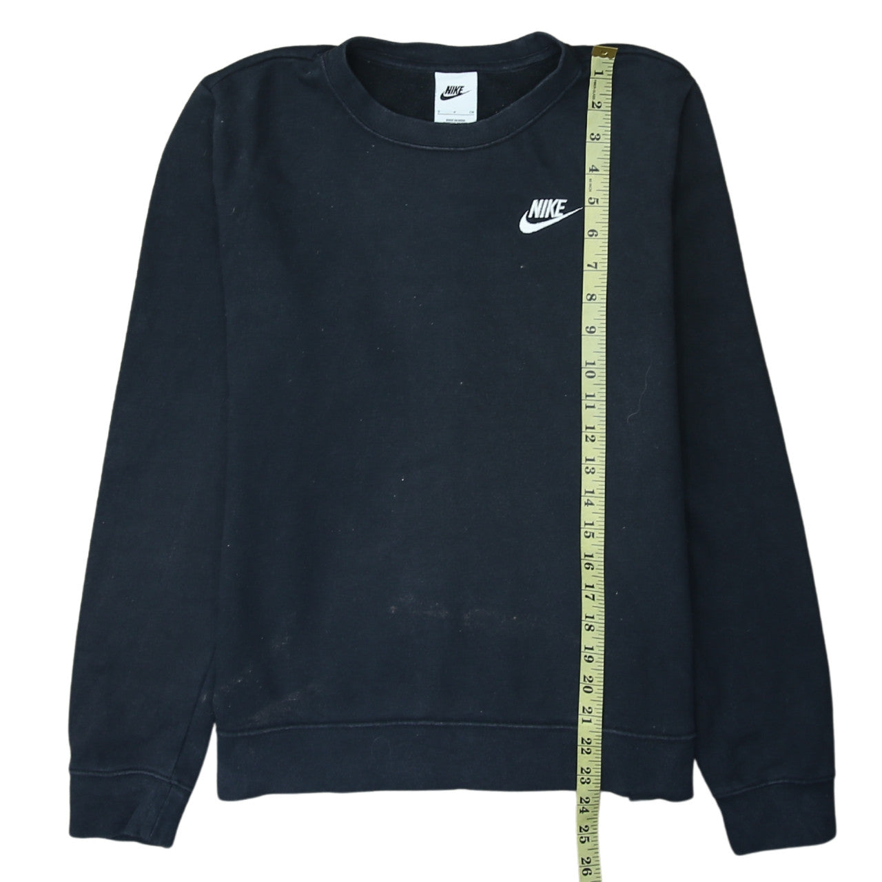 Nike Men's Black Small Crew Neck Pullover Logo Sweatshirt