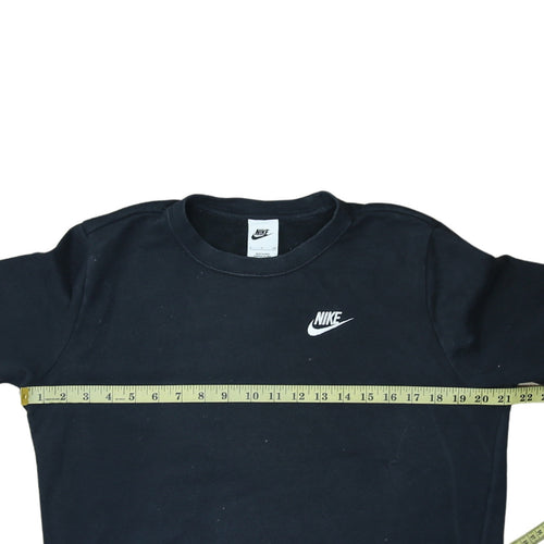 Nike Men's Black Small Crew Neck Pullover Logo Sweatshirt