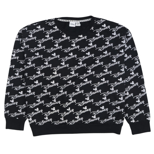 Disney Womens Black XL Crew Neck Pullover Sweatshirt Mickey Logo Print