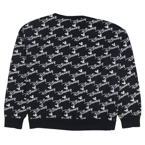 Disney Womens Black XL Crew Neck Pullover Sweatshirt Mickey Logo Print