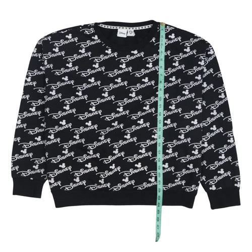 Disney Womens Black XL Crew Neck Pullover Sweatshirt Mickey Logo Print