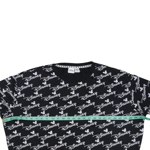 Disney Womens Black XL Crew Neck Pullover Sweatshirt Mickey Logo Print