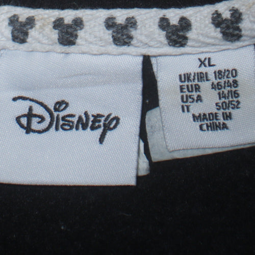 Disney Womens Black XL Crew Neck Pullover Sweatshirt Mickey Logo Print