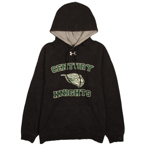 Under Armour Mens Black Loose Fit Pullover Hoodie Size S CENTURY Print
