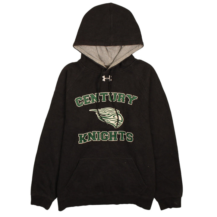 Under Armour Mens Black Loose Fit Pullover Hoodie Size S CENTURY Print