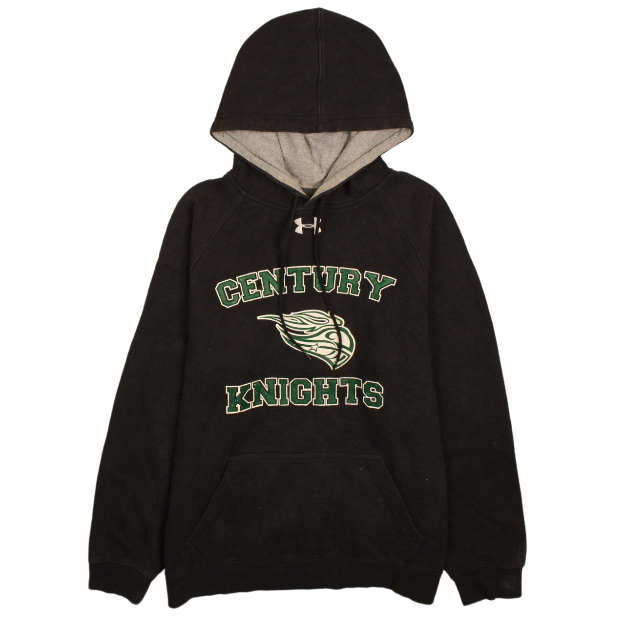 Under Armour Mens Black Loose Fit Pullover Hoodie Size S CENTURY Print