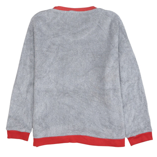 Disney Women Grey Mickey Mouse Fleece Pyjama Top L Long Sleeve Winter