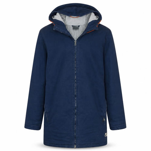 Nike Men's Blue Hooded Parka Coat Size L Full Zip Cotton Blend