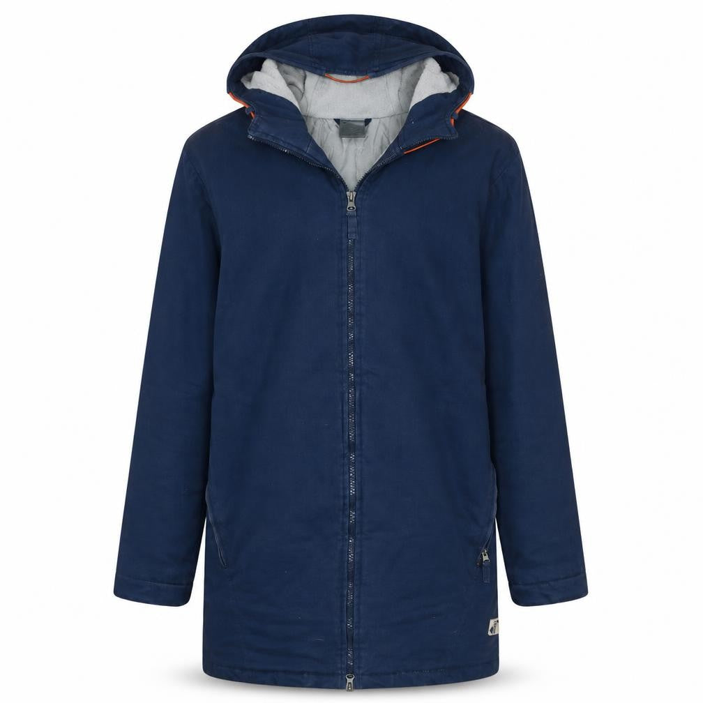 Nike Men's Blue Hooded Parka Coat Size L Full Zip Cotton Blend