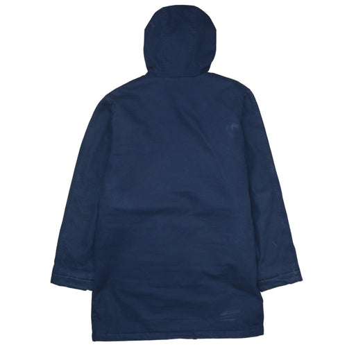 Nike Men's Blue Hooded Parka Coat Size L Full Zip Cotton Blend