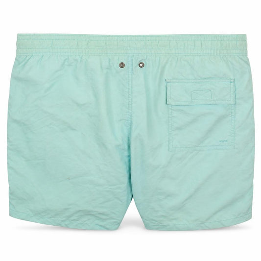 Front view of Ralph Lauren Men’s Blue Swim Shorts, size S, Elastic Waist Quick Dry