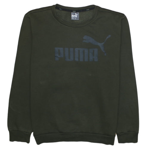 Puma Men's Green Small Crew Neck Pullover Sweatshirt