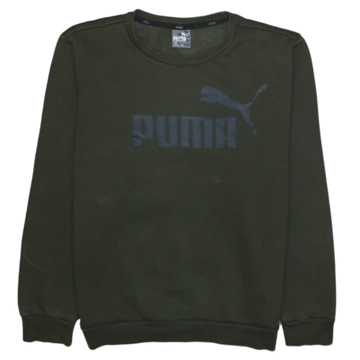 Puma Men's Green Small Crew Neck Pullover Sweatshirt