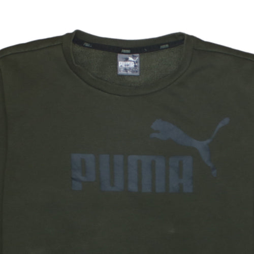 Puma Men's Green Small Crew Neck Pullover Sweatshirt