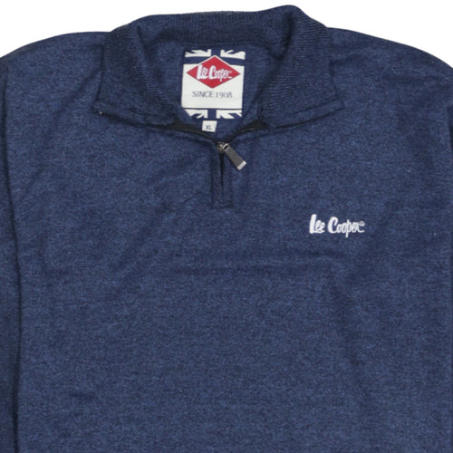 Lee Cooper Men's Blue XL 1/4 Zip Sweatshirt High Neck Top