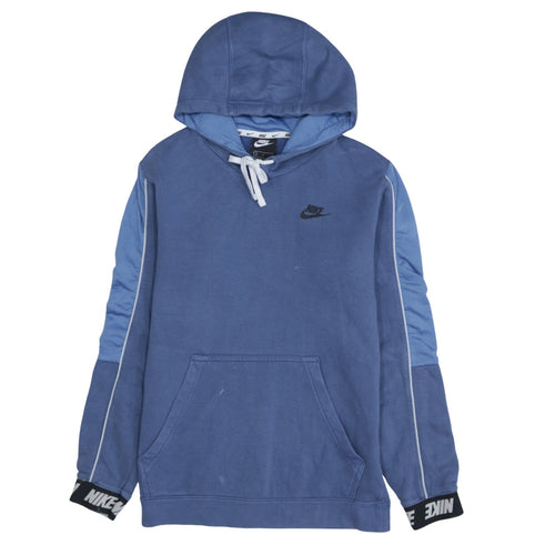 Nike Men's Blue Pullover Hoodie Small Logo Fleece Sweatshirt