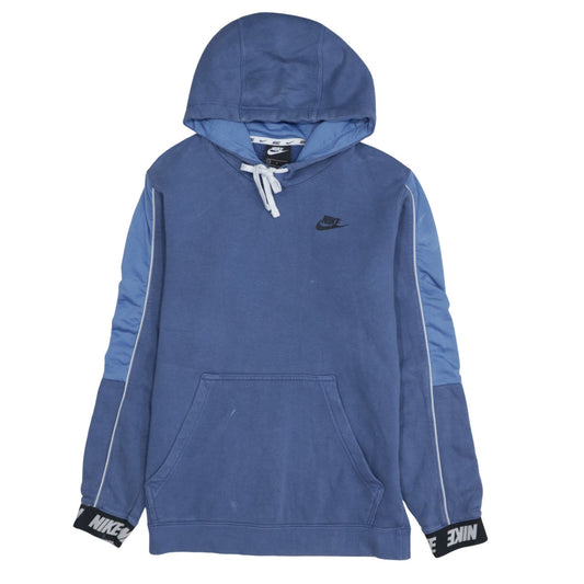 Nike Men's Blue Pullover Hoodie Small Logo Fleece Sweatshirt