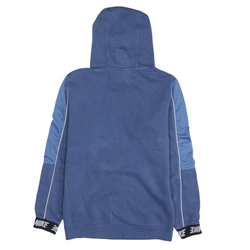 Nike Men's Blue Pullover Hoodie Small Logo Fleece Sweatshirt