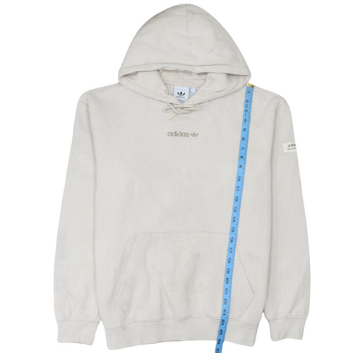 Adidas Men's Beige Pullover Hoodie Size M Logo Fleece Sweatshirt