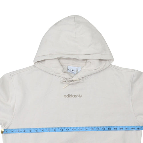 Adidas Men's Beige Pullover Hoodie Size M Logo Fleece Sweatshirt