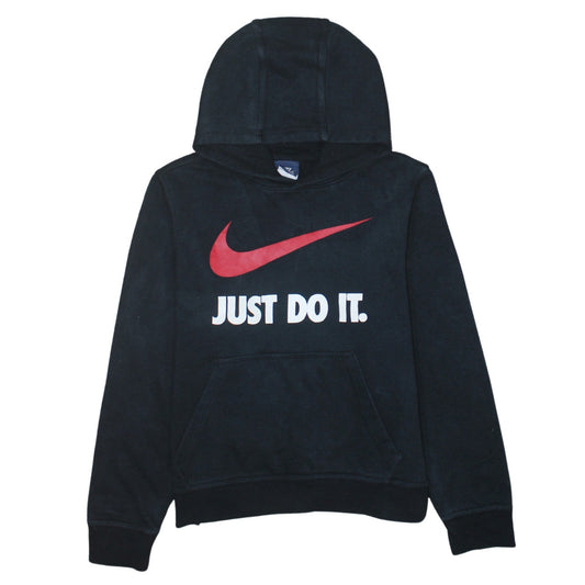 Nike Boys Black Pullover Hoodie 12-13 Years Just Do It Logo Sweatshirt