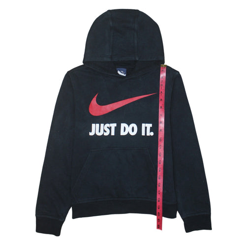 Nike Boys Black Pullover Hoodie 12-13 Years Just Do It Logo Sweatshirt
