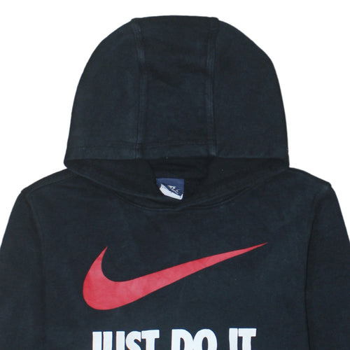 Nike Boys Black Pullover Hoodie 12-13 Years Just Do It Logo Sweatshirt