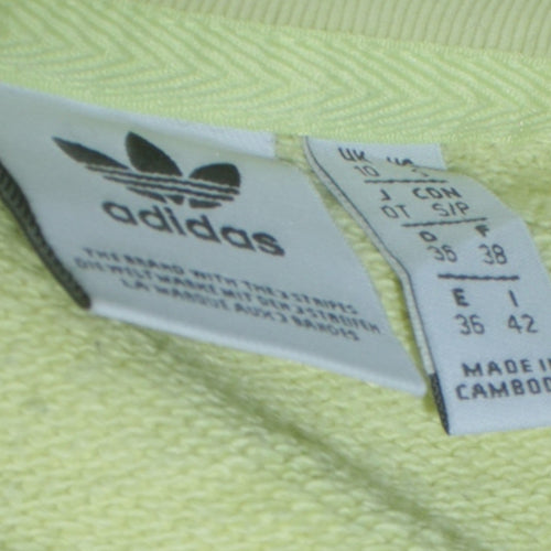 Adidas Women Yellow Crew Neck Pullover Sweatshirt Size 10
