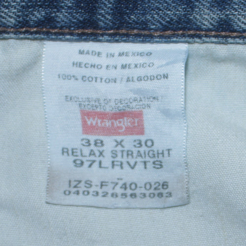 Wrangler Men's Blue Relaxed Straight 38x30 Denim Jeans