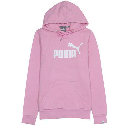 Puma Women Pink Pullover Hoodie Size L Logo Cotton Blend Sportswear