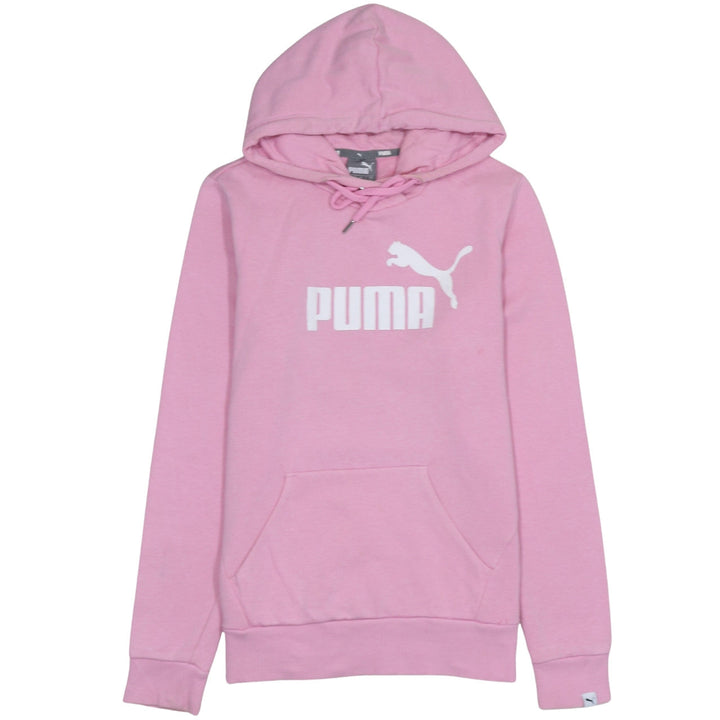 Puma Women Pink Pullover Hoodie Size L Logo Cotton Blend Sportswear