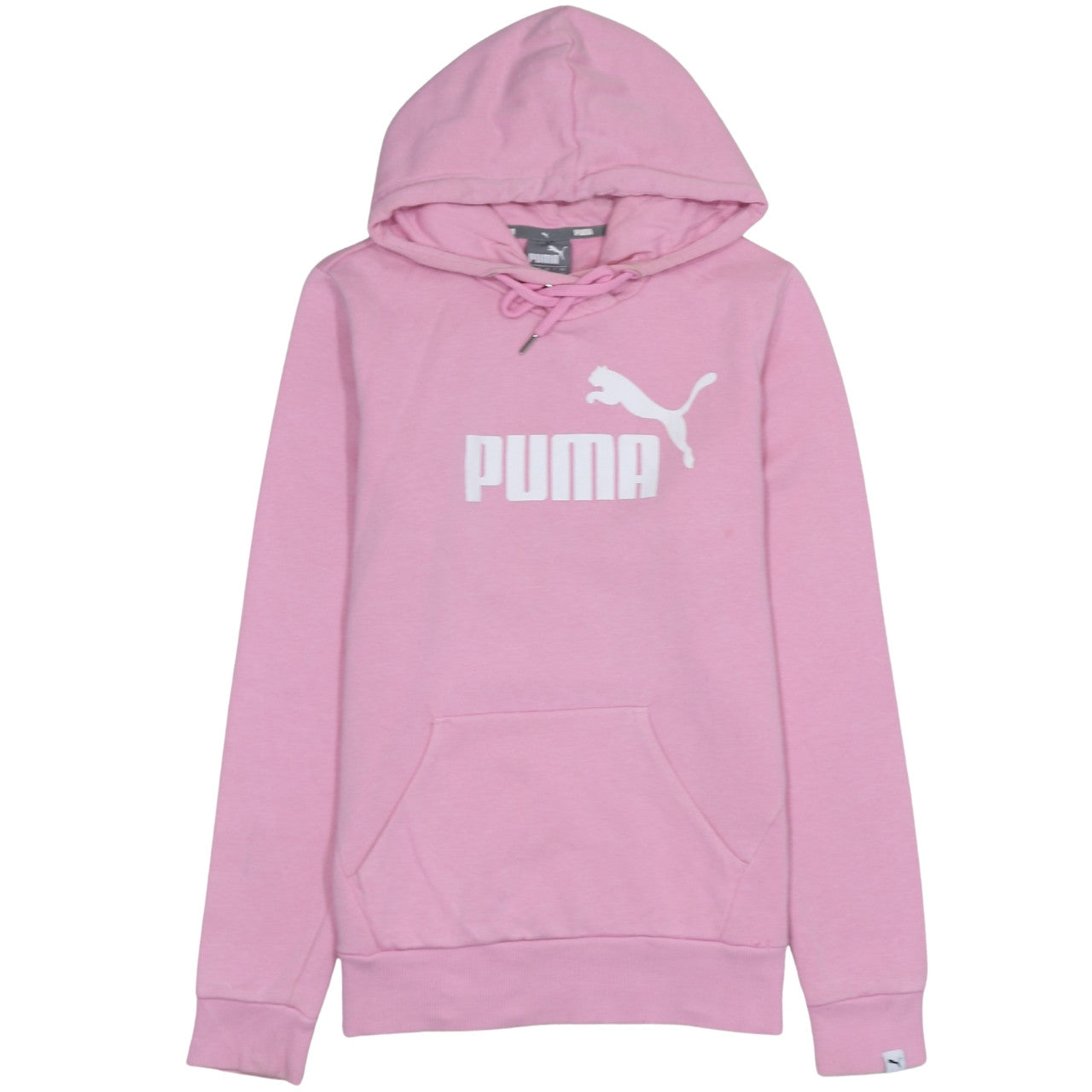 Puma Women Pink Pullover Hoodie Size L Logo Cotton Blend Sportswear