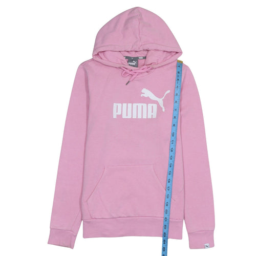 Puma Women Pink Pullover Hoodie Size L Logo Cotton Blend Sportswear