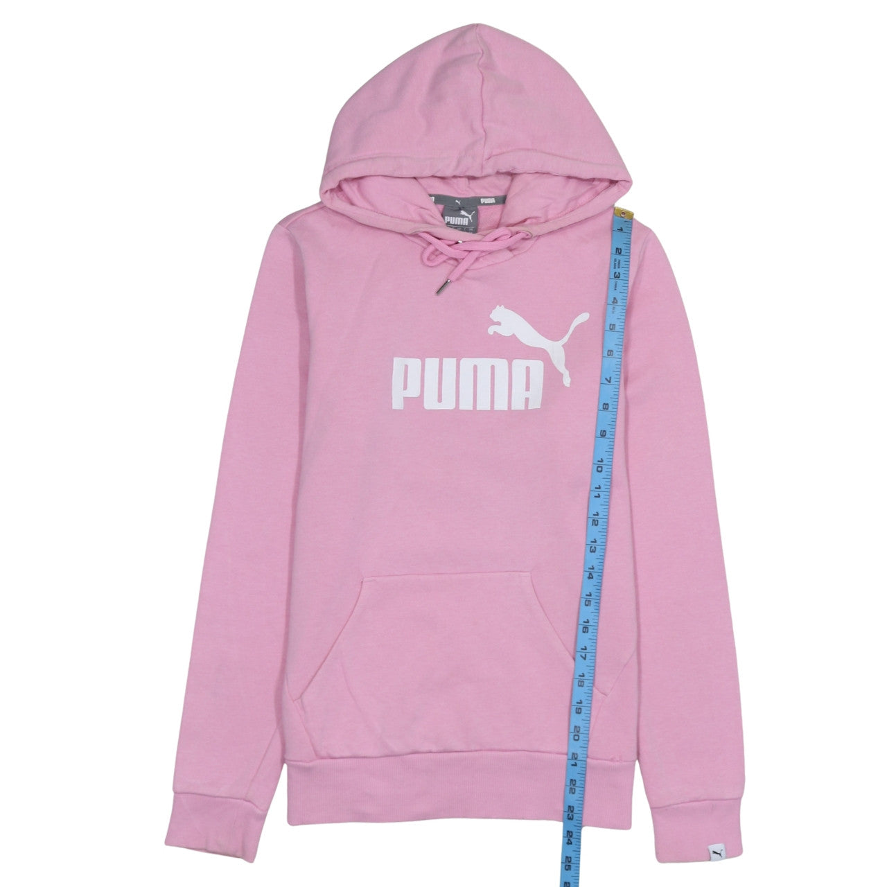 Puma Women Pink Pullover Hoodie Size L Logo Cotton Blend Sportswear