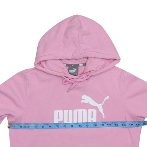 Puma Women Pink Pullover Hoodie Size L Logo Cotton Blend Sportswear