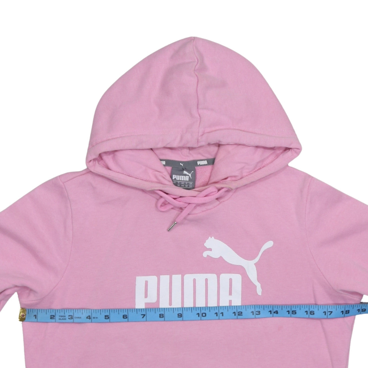 Puma Women Pink Pullover Hoodie Size L Logo Cotton Blend Sportswear