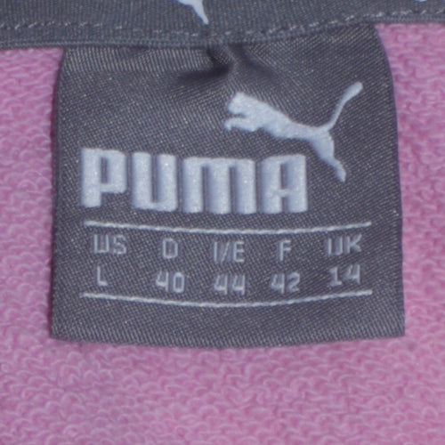 Puma Women Pink Pullover Hoodie Size L Logo Cotton Blend Sportswear