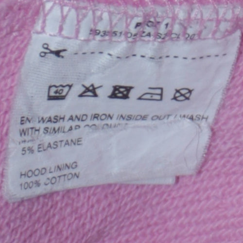 Puma Women Pink Pullover Hoodie Size L Logo Cotton Blend Sportswear