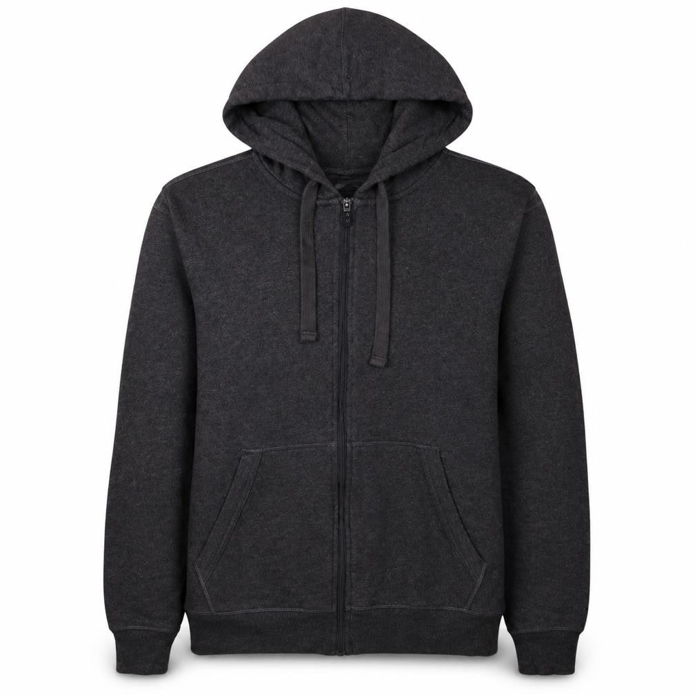 Front view of Champion Men's Black Full Zip Hoodie, size S, Regular Fit