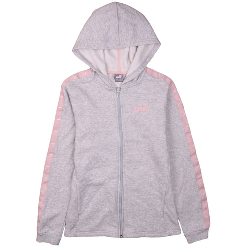 Puma Girls Grey Full Zip Hoodie 13-14 Years Logo Hooded Sports Sweatshirt