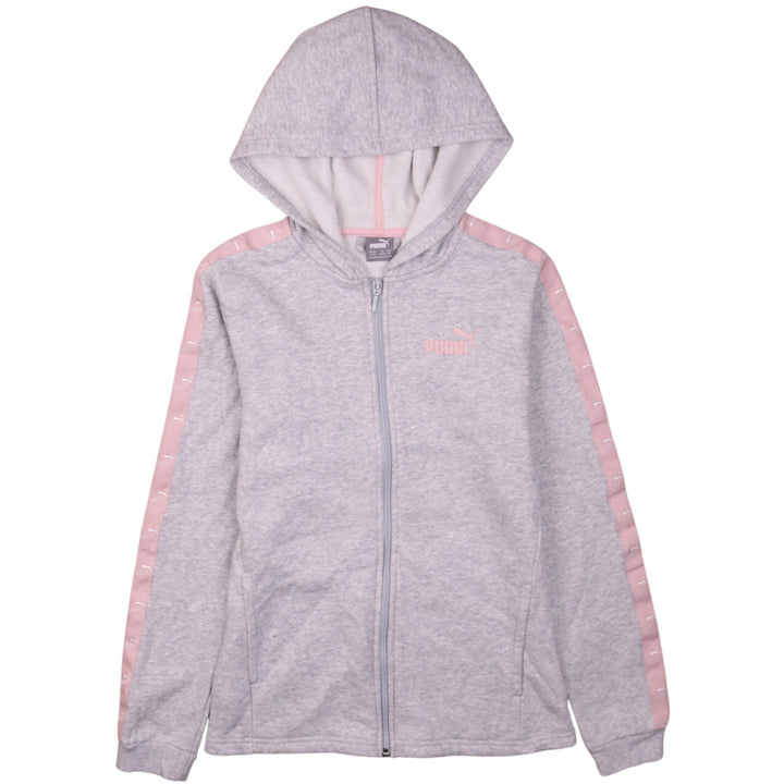 Puma Girls Grey Full Zip Hoodie 13-14 Years Logo Hooded Sports Sweatshirt